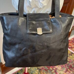 Ralph Lauren Shoulder bag  business bag  black smooth leather  simple & gorgeous